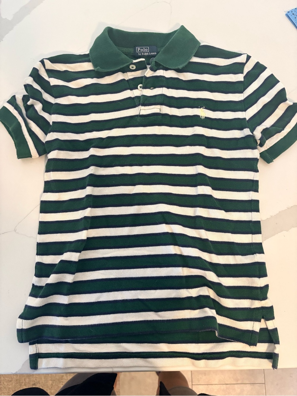 Polo by Ralph Lauren Green & White Striped Polo Shirt